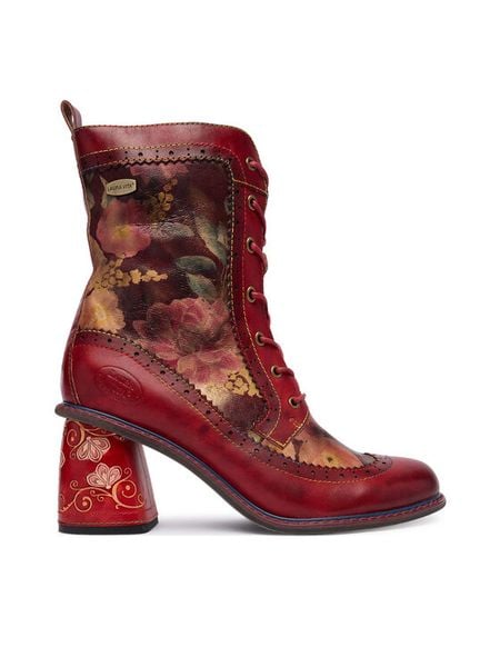 Laura Vita Trzewiki Evcao 81 Czerwony. Czerwone botki damskie LAURA VITA, ze skóry, bez obcasa, na słupku, bez zapięcia. Za 639.99 zł.