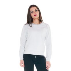 Bluza z bawełna z ściągacze na co dzień na siłownię. Białe bluzy damskie LEONE 1947 APPAREL, bez wzorów, z bawełny, bez kaptura. Za 151.56 zł.