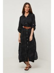 Rodier Lin Lniana sukienka w kolorze czarnym rozmiar: XL/XXL. Czarne sukienki damskie Rodier Lin, bez wzorów, ze lnu, bez ramiączek. Za 149.66 zł.