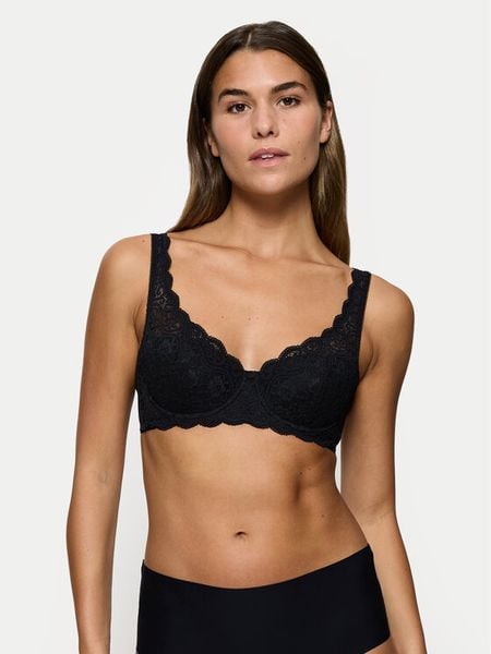 Triumph Biustonosz z fiszbiną Amourette 10209584 Czarny. Czarne biustonosze Triumph, bez wzorów, z syntetyku. Za 120.00 zł.