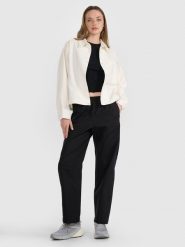 4F Spodnie casual damskie - czarne XXL. Czarne spodnie materiałowe damskie 4F, bez wzorów, z bawełny. W wyprzedaży za 99.99 zł.