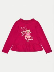 Guess Bluzka K4BI17 J1314 Bordowy Regular Fit. Czerwone bluzki i koszule dziewczęce Guess, z aplikacjami, z bawełny, bez kołnierzyka, bez ramiączek. Za 59.99 zł.