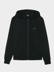 4F Bluza dresowa rozpinana z kapturem damska - czarna L. Czarne bluzy damskie 4F, l, bez wzorów, z bawełny, z kapturem. Za 159.99 zł.