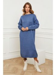 Joséfine Sukienka dzianinowa "Fastidius" w kolorze niebieskim rozmiar: L. Niebieskie sukienki damskie Joséfine, bez wzorów, z dzianiny, bez ramiączek. Za 213.18 zł.