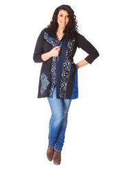Aller Simplement Bluza w kolorze granatowym rozmiar: 42/44. Niebieskie bluzy damskie Aller Simplement, bez wzorów, z bawełny, bez kaptura. Za 149.66 zł.