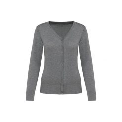 Damski kardigan z suprimy Kariban Premium. Szare kardigany damskie KARIBAN, bez wzorów, z bawełny. Za 220.00 zł.