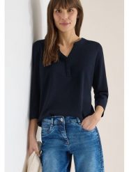 Cecil Koszulka w kolorze granatowym rozmiar: L. Niebieskie bluzki damskie Cecil, l, bez wzorów, bez kołnierzyka, bez ramiączek. Za 92.21 zł.