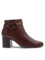 Lasocki Botki WB-CELESTE-22 Brązowy. Brązowe botki damskie Lasocki, ze skóry, bez obcasa, na słupku, bez zapięcia. Za 279.99 zł.