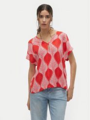Vero Moda Bluzka Tula 10308984 Czerwony Regular Fit. Czerwone bluzki damskie Vero Moda, s, bez wzorów, z wiskozy, bez kołnierzyka, bez ramiączek. Za 59.99 zł.