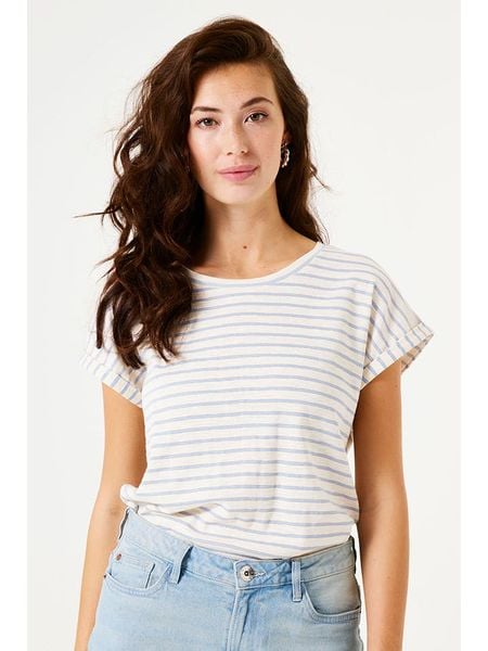 Garcia Koszulka w kolorze biało-błękitnym rozmiar: XL. Białe koszulki damskie Garcia, xl, bez wzorów, bez kołnierzyka, bez ramiączek. Za 70.24 zł.