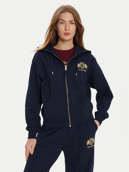 Tommy Hilfiger Bluza Varsity WW0WW43850 Granatowy Regular Fit. Niebieskie bluzy damskie Tommy Hilfiger, s, bez wzorów, z bawełny, bez kaptura. Za 449.99 zł.