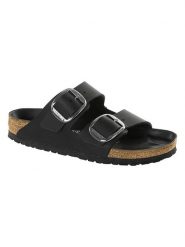 Birkenstock Skórzane klapki "Arizona" w kolorze czarnym rozmiar: 36. Czarne klapki damskie Birkenstock, bez wzorów, z nubiku, z otwartym noskiem, bez obcasa, bez zapięcia. Za 434.85 zł.