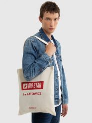 Torba bawełniana unisex Katowice 102. Białe torby podróżne Big Star, z bawełny, na ramię, z nadrukiem, bez dodatków. Za 4.99 zł.