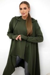 Bluza rozkloszowana u dołu khaki. Brązowe bluzy damskie KESI, l, bez wzorów, z bawełny, z kapturem. Za 238.37 zł.