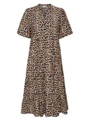 JDY Sukienka w kolorze jasnobrązowo-czarnym rozmiar: S. Brązowe sukienki damskie JDY, bez wzorów, z włókna, bez ramiączek. Za 82.44 zł.