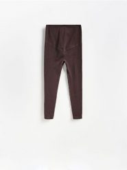 Gładkie legginsy - ciemnobrązowy. Brązowe legginsy damskie Reserved, l, bez wzorów, z dzianiny. Za 89.99 zł.