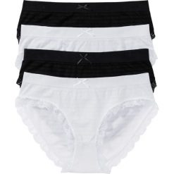 Figi maxi bezszwowe (4 pary) bonprix czarny + biały. Białe figi bonprix, w koronkowe wzory, z koronki. Za 51.96 zł.