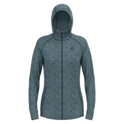 Bluza z kapturem damska Odlo Tencia Mid Layer Hoody Full Zip. Niebieskie bluzy damskie ODLO, bez wzorów, z kapturem. Za 425.75 zł.