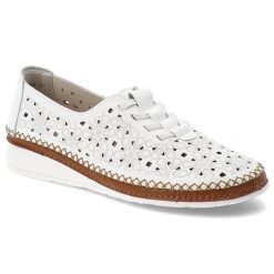 Półbuty damskie Filippo, ze skóry naturalnej ażurowa cholewka ozdobne przeszycia sznurowane lekka podeszwa casual komfortowe, białe, DP7624/26. Białe półbuty damskie Filippo, w ażurowe wzory, ze skóry, casualowe, bez ramiączek. Za 169.00 zł.