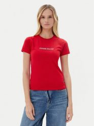 Guess Jeans T-Shirt W5RI4 2K8HM0 Czerwony Regular Fit. Czerwone t-shirty damskie Guess Jeans, m, z aplikacjami, z bawełny, bez kołnierzyka. Za 129.99 zł.