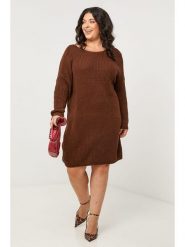 Curvy Lady Sukienka dzianinowa w kolorze brązowym rozmiar: 40/42. Brązowe sukienki damskie Curvy Lady, bez wzorów, z dzianiny, klasyczne, bez ramiączek. Za 86.99 zł.