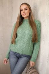 Sweter wkładany przez głowę ciemny miętowy. Zielone swetry klasyczne damskie KESI, l, z wełny, bez kołnierzyka, plus size. Za 150.97 zł.