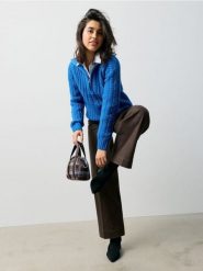 Jeansy wide leg z paskiem - brązowy. Brązowe jeansy damskie Sinsay. Za 69.99 zł.