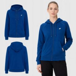 BLUZA DAMSKA 4F DRESOWA ROZPINANA Z KAPTUREM BASIC KOLOR ZIELONY. Zielone bluzy damskie 4F, l, bez wzorów, z bawełny, z kapturem. Za 109.00 zł.