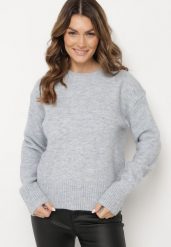 Jasnoniebieski Sweter o Klasycznym Fasonie z Wełną Avartissa. Niebieskie swetry klasyczne damskie Born2be, na zimę, z wełny, bez kołnierzyka. Za 139.99 zł.