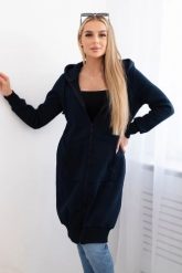Bluza ocieplana długa z kapturem granatowa. Bluzy damskie KESI, l, bez wzorów, z bawełny, z kapturem. Za 326.23 zł.