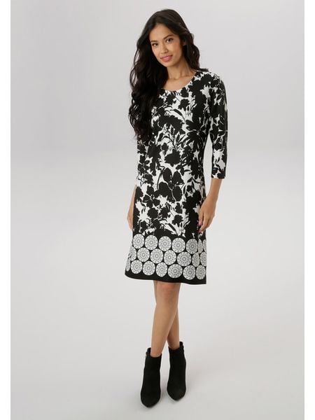 Aniston Sukienka w kolorze czarno-białym rozmiar: 48. Czarne sukienki damskie Aniston, bez wzorów, bez ramiączek. Za 61.17 zł.