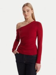 Guess Bluzka W6RP02 KC1J2 Czerwony Regular Fit. Czerwone bluzki damskie Guess, m, z aplikacjami, z wiskozy, bez kołnierzyka, bez ramiączek. Za 299.99 zł.