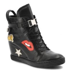 Czarne Sneakersy Simen Ocieplane Skórzane Buty. Czarne kozaki damskie Simen, ze skóry, bez obcasa, na koturnie, bez zapięcia. Za 289.00 zł.