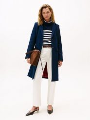 Tommy Hilfiger Wełniany płaszcz z zawartością kaszmiru Kobiety Wełna niebieski, 36. Niebieskie płaszcze damskie Tommy Hilfiger, bez wzorów, z kaszmiru, bez kaptura. Za 1,299.95 zł.