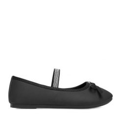 Baleriny JENNY. Czarne baleriny dziewczęce Jenny, bez wzorów, bez obcasa, bez zapięcia. Za 59.99 zł.