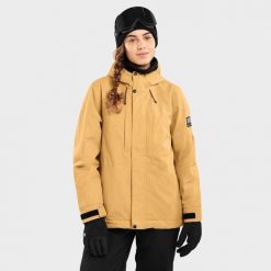 Kurtka snowboardowa damska W4-W Graupel. Brązowe kurtki damskie SIROKO, m, bez wzorów, bez kaptura. W wyprzedaży za 424.00 zł.