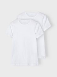 NAME IT Komplet 2 t-shirtów 13209164 Biały Slim Fit. Białe t-shirty i koszulki chłopięce Name it, bez wzorów, z bawełny, bez kołnierzyka, bez ramiączek. Za 49.99 zł.