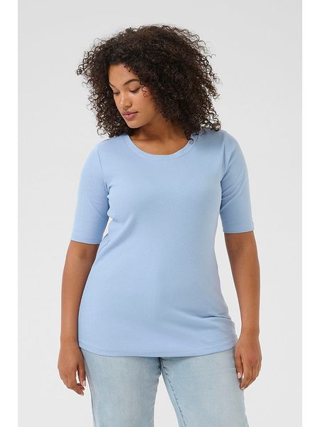 Kaffe Koszulka w kolorze błękitnym rozmiar: M. Niebieskie bluzki damskie Kaffe, m, bez wzorów, bez kołnierzyka, bez ramiączek. Za 87.40 zł.