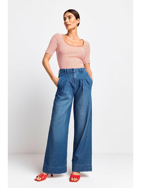 Rich & Royal Koszulka w kolorze biało-pomarańczowym rozmiar: XS. Białe bluzki damskie Rich & Royal, xs, bez wzorów, bez kołnierzyka, bez ramiączek. Za 78.66 zł.