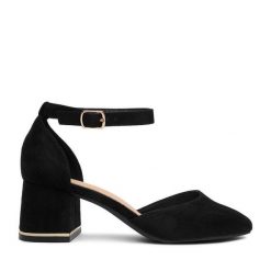 Czółenka JENNY. Czarne czółenka damskie Jenny, bez wzorów, bez obcasa. Za 119.99 zł.