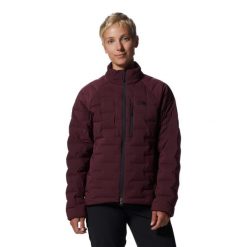 Damska kurtka turystyczna Mountain Hardwear Stretchdown. Czerwone kurtki damskie Mountain Hardwear, na zimę, bez wzorów, bez kaptura. Za 1,297.50 zł.