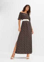 Długa sukienka z czystej wiskozy. Czarne sukienki damskie bonprix, bez wzorów, z wiskozy, bez ramiączek. Za 139.99 zł.