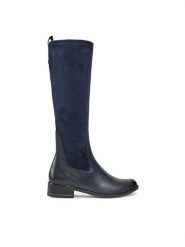 Caprice Kozaki 9-25514-41 Niebieski. Niebieskie kozaki damskie Caprice, z materiału, bez obcasa, na płaskiej podeszwie, bez zapięcia. Za 519.99 zł.