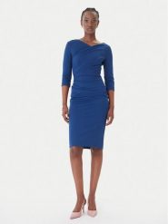 Rinascimento Sukienka koktajlowa CFC0127699003 Niebieski Slim Fit. Niebieskie sukienki damskie Rinascimento, bez wzorów, z syntetyku, wizytowe, bez ramiączek. Za 609.99 zł.