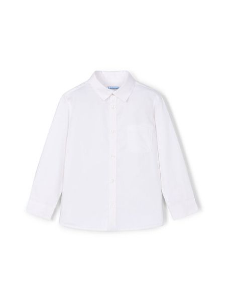 Mayoral Koszula 146 Biały Regular Fit. Białe koszule chłopięce Mayoral, bez wzorów, z bawełny, bez kołnierzyka, bez ramiączek. Za 89.99 zł.
