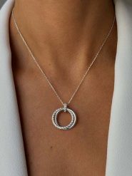 DI GIORGIO Srebrny naszyjnik z zawieszką - dł. 40 cm rozmiar: onesize. Szare naszyjniki damskie DI GIORGIO, z cyrkonią, srebrne. Za 167.28 zł.