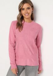 Różowy Sweter z Bawełną Ozdobiony Cyrkoniami Irinaelle. Czerwone swetry klasyczne damskie Born2be, l, z bawełny, bez kołnierzyka. Za 69.99 zł.