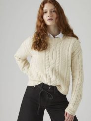 Levi's Sweter w kolorze kremowym rozmiar: L. Brązowe swetry klasyczne damskie Levi's, l, z wełny, bez kołnierzyka. Za 174.95 zł.