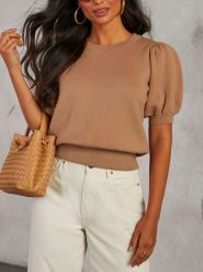 Milan Kiss Sweter w kolorze karmelowym rozmiar: L. Brązowe swetry klasyczne damskie Milan Kiss, l, bez kołnierzyka. Za 113.99 zł.