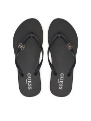 Guess Japonki E6GZ14 BB00F Czarny. Czarne klapki damskie Guess, z aplikacjami, z syntetyku, bez obcasa, bez zapięcia. Za 99.99 zł.